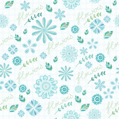 Seamless background of leaves and  flowers