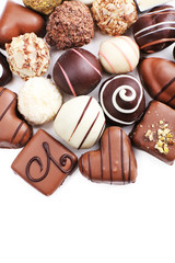 Chocolate sweet collection isolated on white background