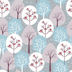 Winter forest - vector seamless pattern - 75048794