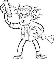 whiteboard drawing - evil scientist making chemical experiment