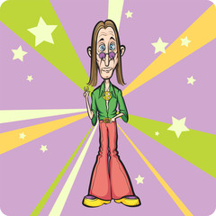 Cartoon standing hippie