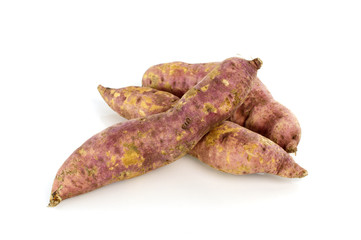 sweet potato, yam isolated on white background