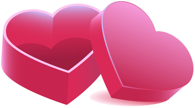 Pink heart shaped open box