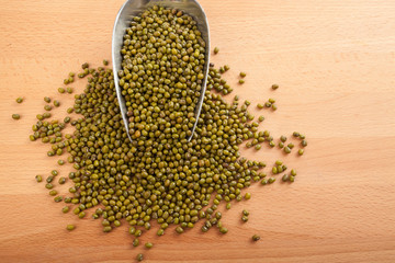 Mung beans with transfer scoop