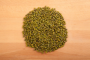 Mung beans on wood table