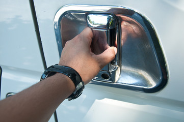 Naklejka premium men's hand opening car door