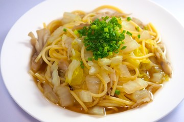 舞茸と白菜の和風パスタ