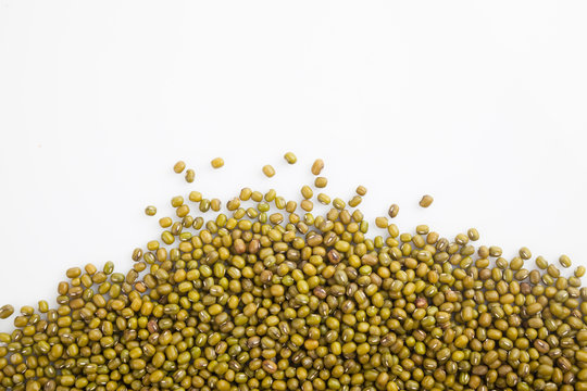 Mung beans with white copy space