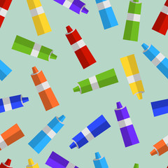 Fototapeta na wymiar seamless pattern of colored tubes of paint flat