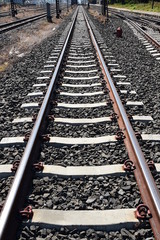 Railway or railroad tracks for train transportation.