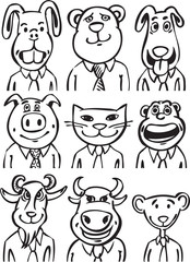 whiteboard drawing - cartoon business animals