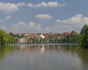 Fototapeta na wymiar Altenburg old city, picturesque view from the lake, Germany