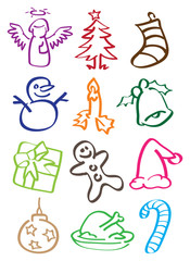 Minimalist Christmas Vector Illustration in Doodle Style