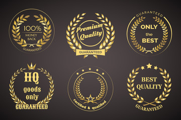 Retro Guarantee Labels with Wreaths