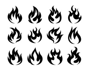 Vector Black Fire Flame Icons