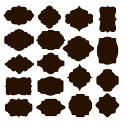 Set of black silhouette frames for badges