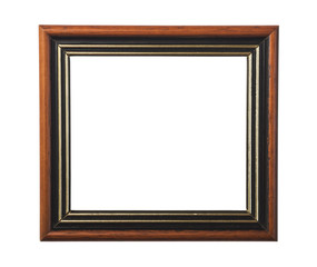 dark wooden picture frame isolated on white background