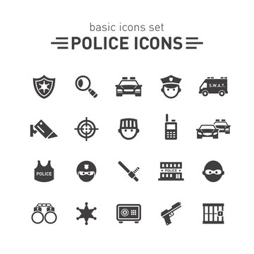 Police icons set.