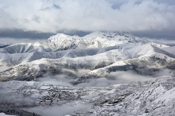Fototapeta na wymiar mountain ridge snow landscape