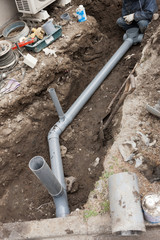 水道工事　下水管の敷設