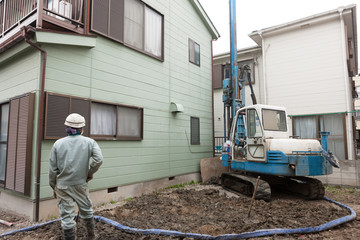 住宅建設予定地の地盤改良工事