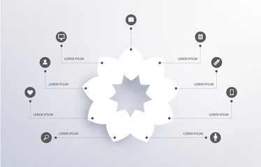 vector abstract flower infographic with icons, social networking
