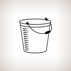 Silhouette bucket on a light background, vector illustration