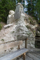 ancient sandstone cliffs in the Gaujas National Park, Latvia