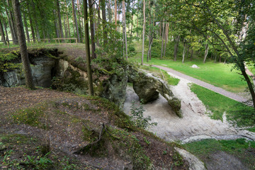 ancient sandstone cliffs in the Gaujas National Park, Latvia