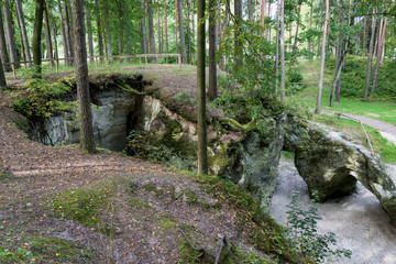 ancient sandstone cliffs in the Gaujas National Park, Latvia