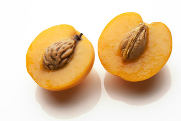 apricots sliced isolated on white background