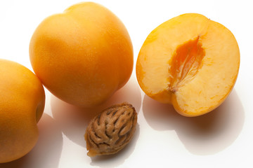 apricots sliced isolated on white background
