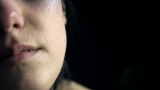 Woman crying after domestic violence