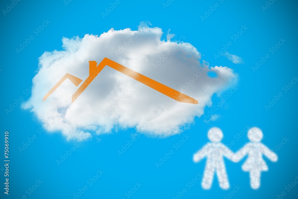 Poster composite image of cloud in shape of couple