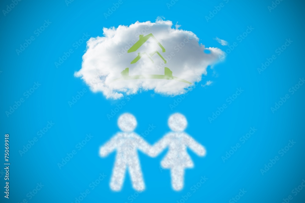 Poster Composite image of cloud in shape of couple
