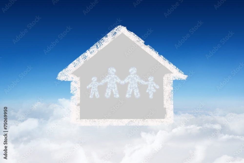 Poster composite image of cloud in shape of family