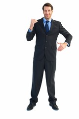 Businessman carrying something with his hands