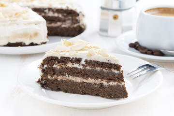 piece of chocolate cake with butter cream