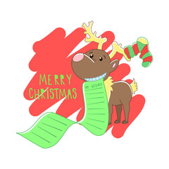 Christmas reindeer illustration. Vector background.