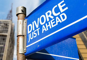 Divorce Just Ahead blue road sign