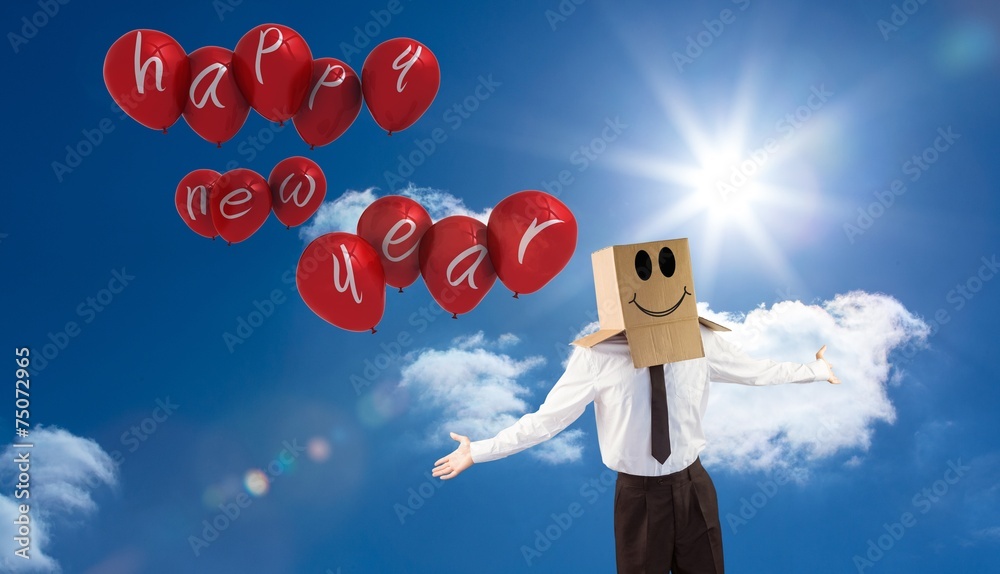 Aufkleber composite image of anonymous businessman with arms out