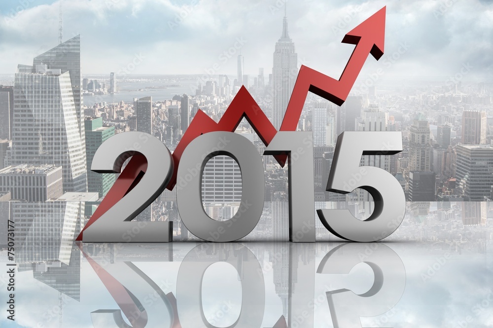 Aufkleber composite image of 2015 with red arrow