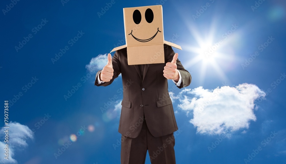 Poster composite image of anonymous businessman with thumbs up