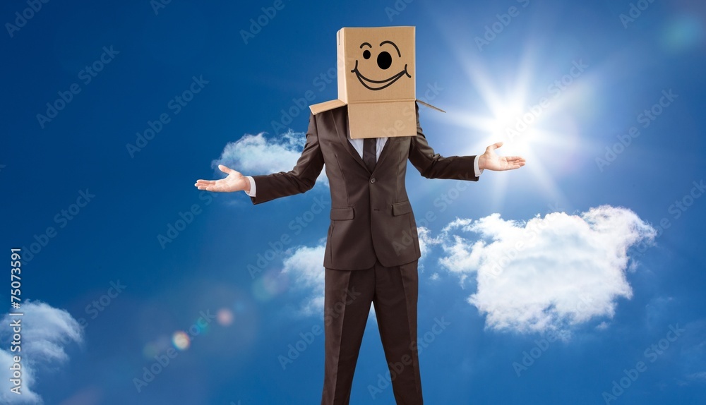 Poster Composite image of anonymous businessman with hands out