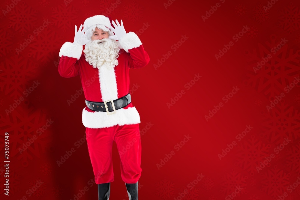 Poster composite image of portrait of happy santa claus posing