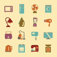 set of household appliances flat icons with a washing machine st