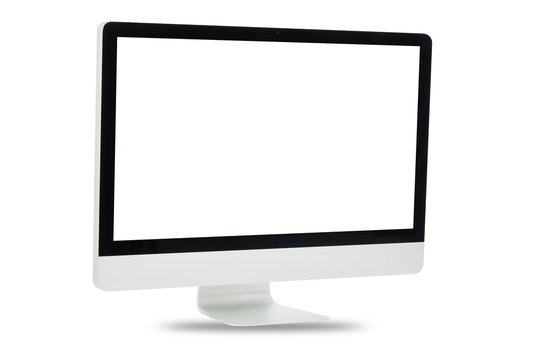 White computer monitor isolated