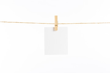 paper cards hanging rope isolated
