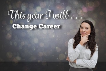 Composite image of portrait of a businesswoman posing