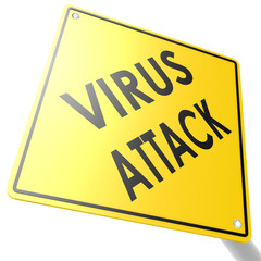 Road sign with virus attack